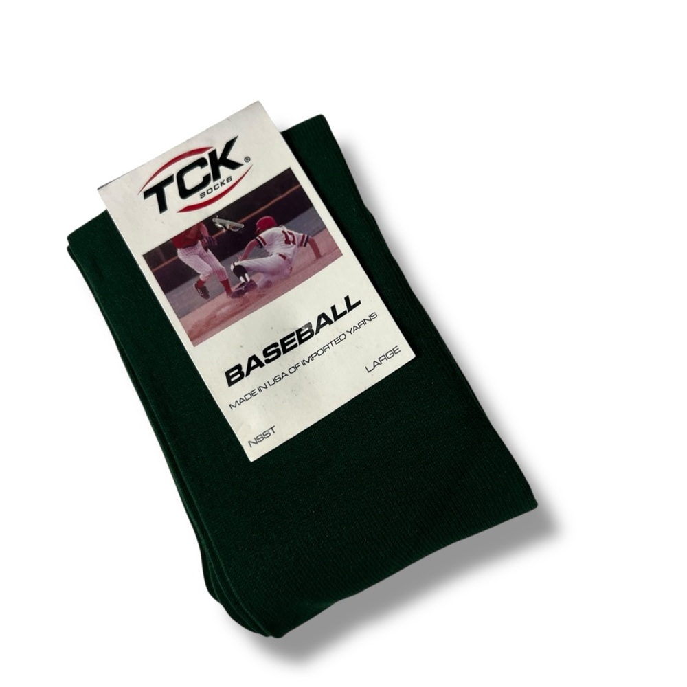 TCK Performance Athletic Socks Baseball Socks Size Large Dark Green 1 Pair